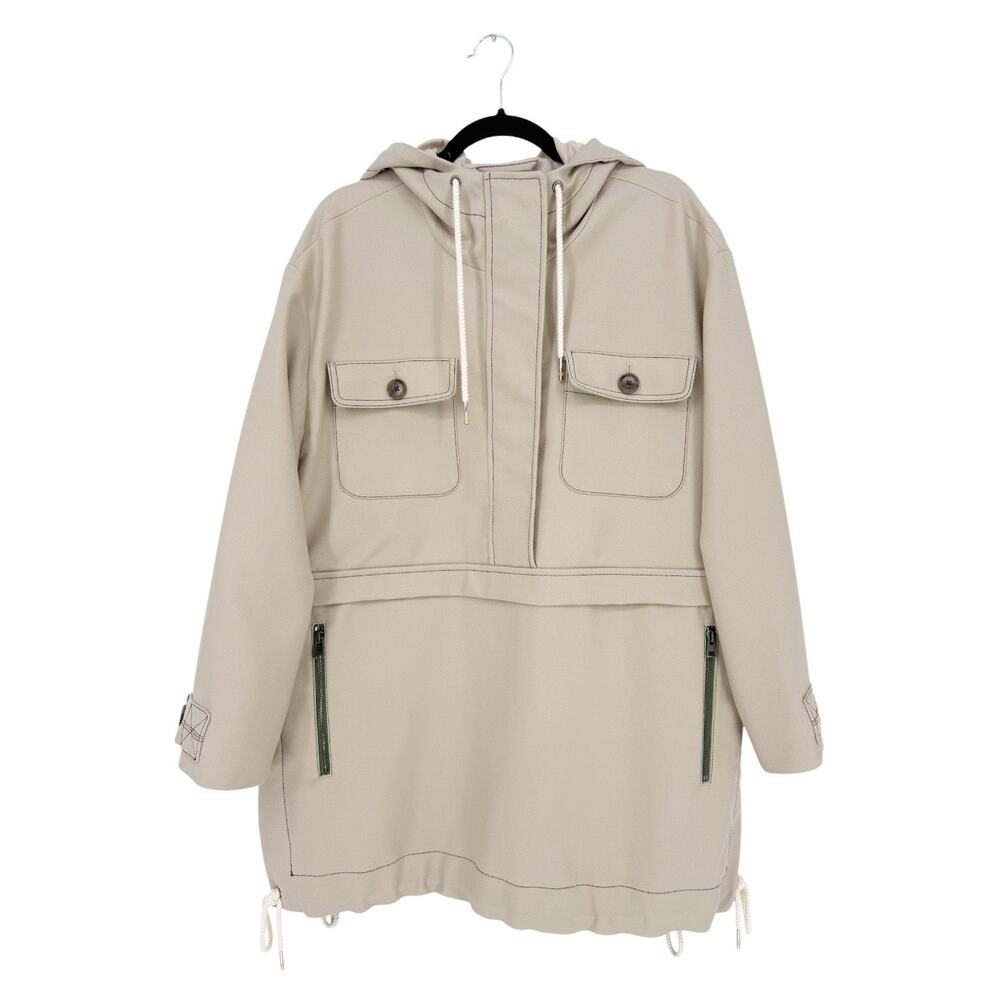 Banana Republic Oversized Utility Twill Pullover Jacket Beige Green Size Medium - Picture 4 of 14